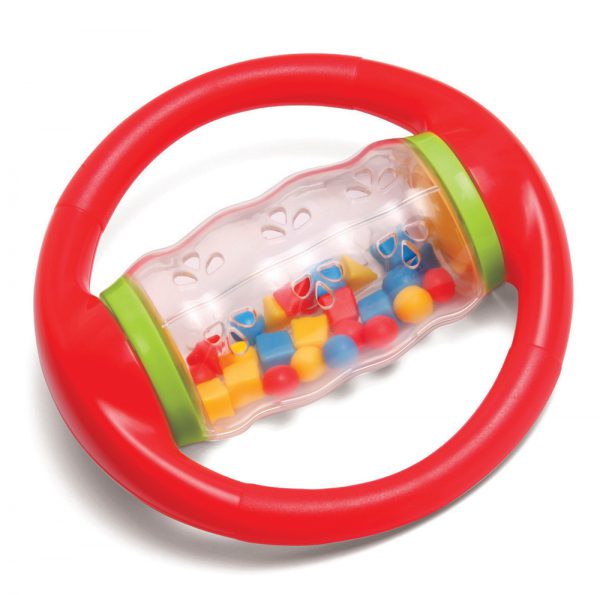 red rolling shapes bead rattle